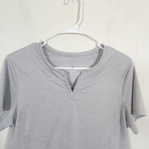 Kuhl Allegro Gray Split Neck Short Sleeve Activewear Top Size Small - Picture 4 of 16